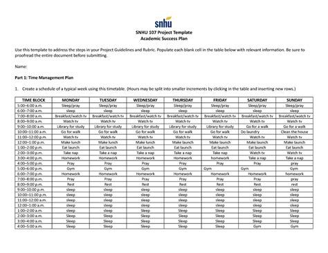 SNHU 107 Project SNHU 107 Project Template Academic Success Plan Use