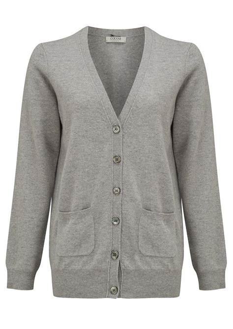 Cocoa Cashmere Hotfix Boyfield Cardigan Grey Copper