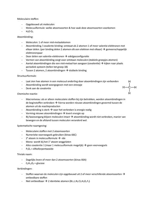 Scheikunde Nova Havo Hoofdstuk Moleculaire Stoffen Opgebouwd