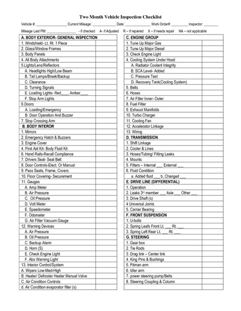 Vehicle Inspection Checklist Template Auto Maintenance Within Pest Control Inspection Report