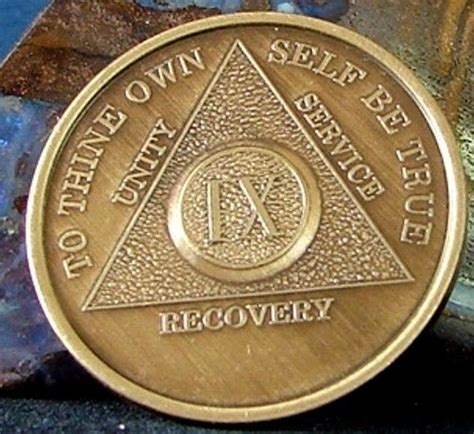 Alcoholics Anonymous Aa 9 Year Bronze Medallion Coin Chip Token