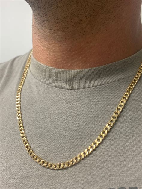 18K Gold Filled Mens Curb Chain Necklace Gold Link Chain Necklace For