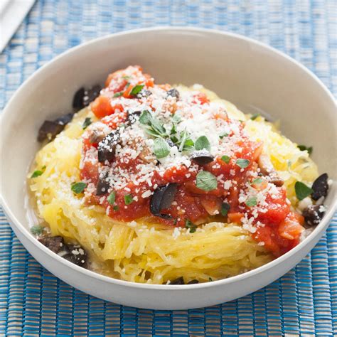 Recipe Roasted Spaghetti Squash With Marinara Sauce And Black Cerignola