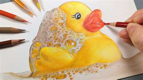 How To Draw A Rubber Duck And Bubbles Prismacolor Colour Pencil