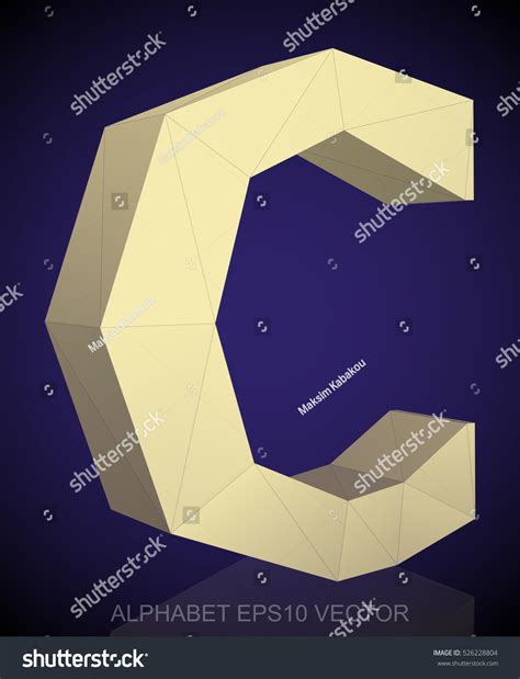 Abstract Yellow 3d Polygonal Uppercase Letter Stock Vector Royalty