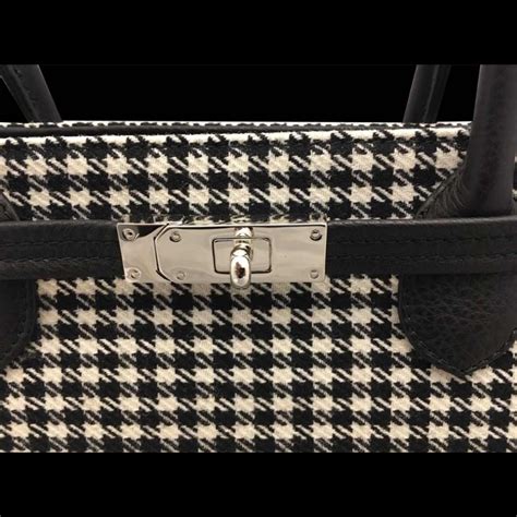 Porsche 911 Classic Handbag Pepita Houndstooth Black Leather Porsche