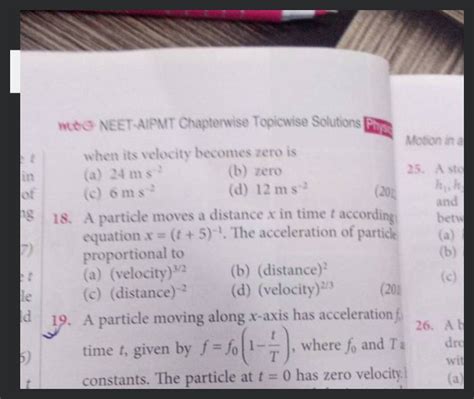 Mtg Neet Aipmt Chapterwise Topicwise Solutions Physios When Its Velocity