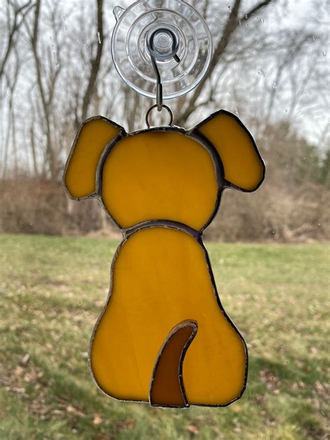 Handmade Stained Glass Puppy Dog Silhouette Suncatcher | Etsy