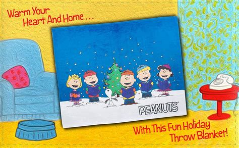 Peanuts Snoopy Charlie Brown And Gang Christmas Caroling Silk Touch Fleece Plush Throw Blanket