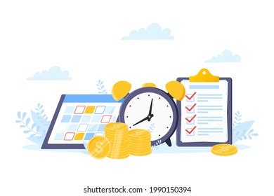 Time Management Clock Checklist Target Time Stock Vector Royalty Free