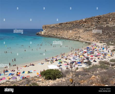 Lampedusa Island Italy Mediterranean Sea Isola Dei Conigli Beach