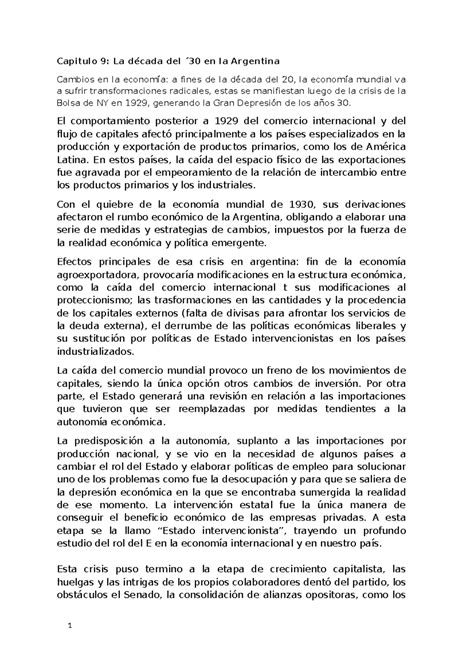 Capítulo 9-13: Cambios Económicos y Políticos en Argentina y el Mundo