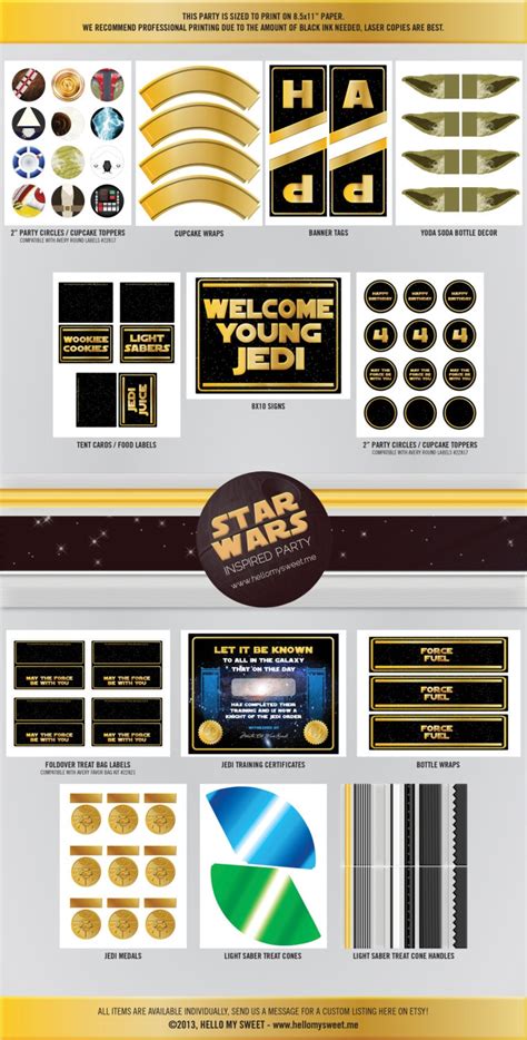 Star Wars Party Printable Decorations Personalized Set