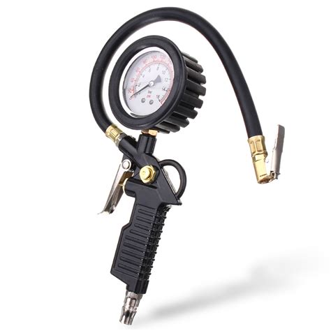 220 Psi Dial Tire Pressure Inflator Gauge Flexible Hose Style Air Chuck