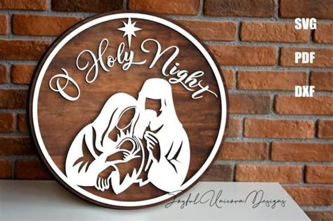 O Holy Night Wood Round Sign Svg Graphic By Joyfulunicorn · Creative