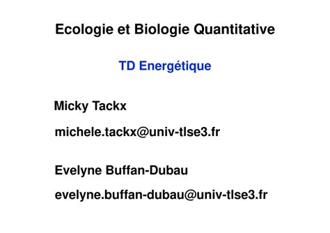 Diapo TP N9 TP Ecologie Biologie Quantitative Ecologie Et