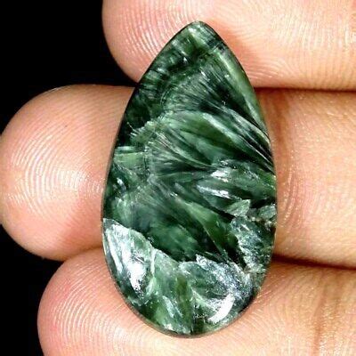 17 50Cts Natural Seraphinite Pear Cabochon Loose Gemstone EBay