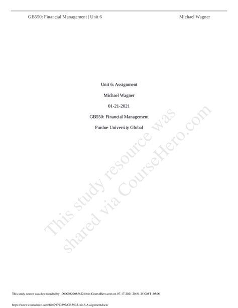 GB550 Unit 6 Assignment Docx Browsegrades