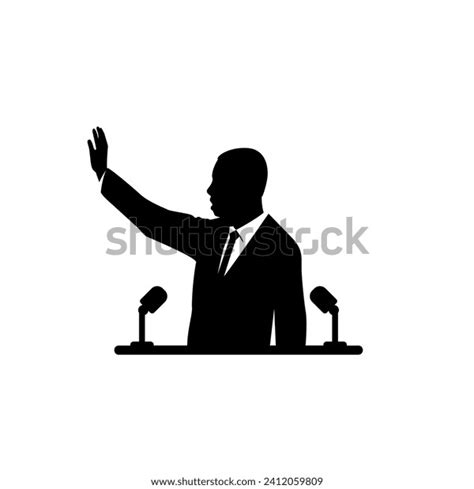 Silhouette Speaker Making Speech Stock Vector (Royalty Free) 2412059809 ...