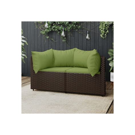 Canapés D angle De Jardin Et Coussins2pcs Marron Résine Tressée Vidaxl