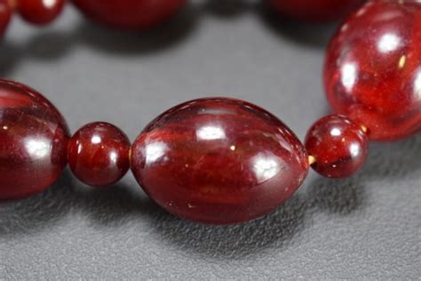 Faturan Graduated Red Cherry Amber Bakelite Beads Nec Gem