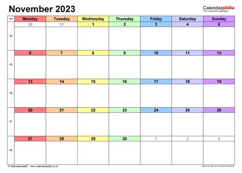 November 2023 Calendar Free Printable Calendar November 2023 Monday