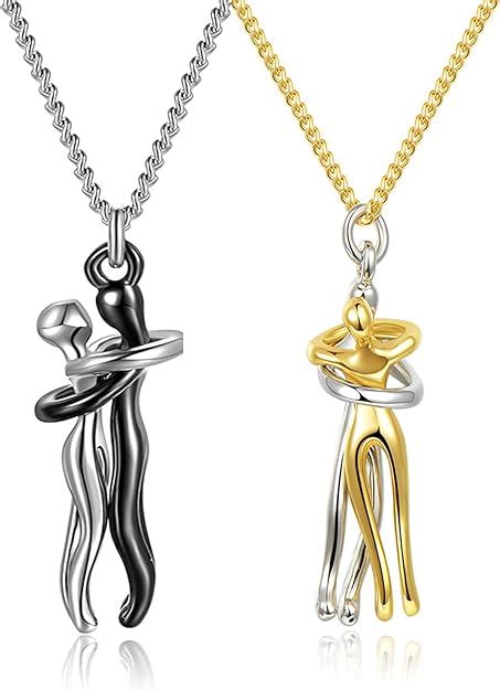 2pcs Couple Hugging Pendant Necklacecouple Pendant Necklacehis And