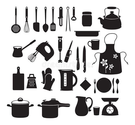 Kitchen Tool Collection Vector Silhouette Stock Vector Illustration Of Housewife Dish 32415634