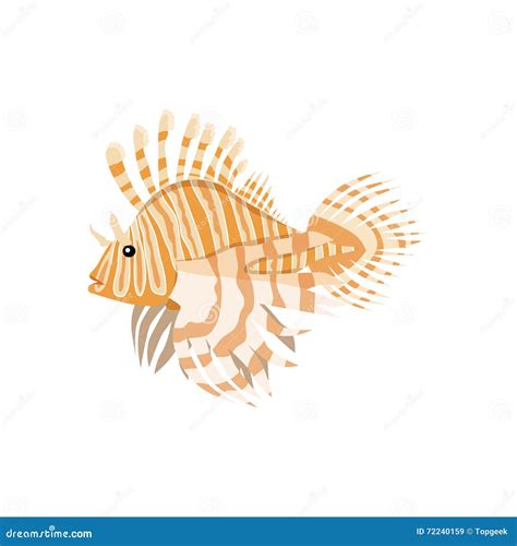 Tropical Fish Lionfish Pterois Volitans Cartoon Vector Cartoondealer