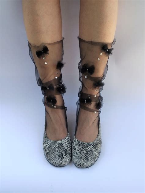 Tulle Socks Sheer Cute Novelty Black Cool Socks New Year T In 2020