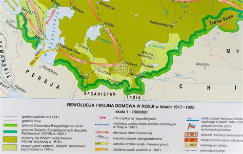 I wojna światowa w Europie Rewolucja w Rosji Dwustronna mapa ścienna