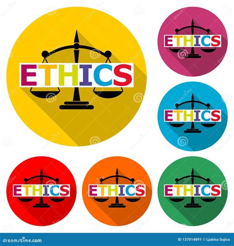 Ethics Word Ethics Text Ethics Icon Or Logo Color Set With Long