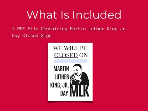 Martin Luther King Jr. Day Closed Sign Holiday Closure Reminder Holiday ...