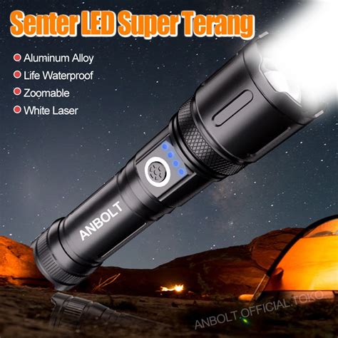 Jual Anbolt Senter LED Super Terang Tahan Lama Tahan Air Senter Jarak