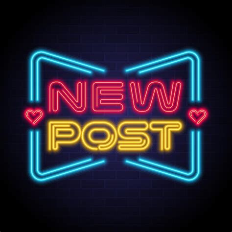 premium vector  post sign  neon light glowing elements