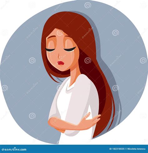 Sad Depressed Woman Crying Alone Stock Vector Illustration Of