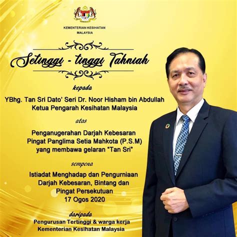 Dr Noor Hisham Awarded Tan Sri Title By His Majesty The King