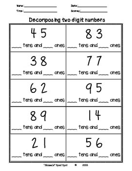 Results For Decomposing 2 Digit Numbers TPT