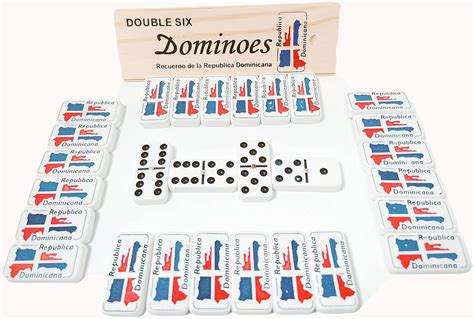 Domino Game With Dominican Republic Flag And Map Engraved Juego De