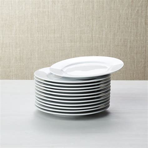 White Porcelain Round Appetizer Plates, Set of 12 | Crate and Barrel