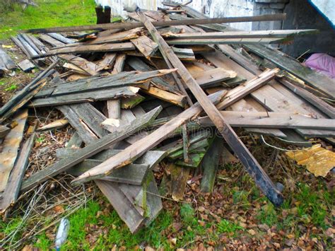 Broken Wooden Planks Piled Up On The Floor Stock Image Image Of Decay