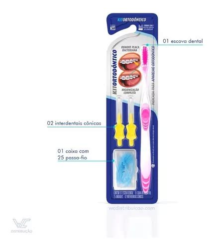 Escova Ortodôntica Kit Interdental Passa Fio Dentalclean