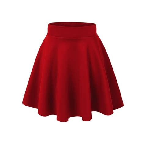 Mbj Wb669 Womens Basic Versatile Strechy Flare Skater Skirt S Red