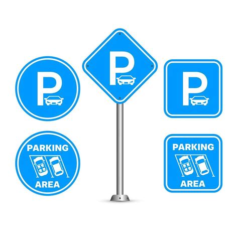 Parking signs collections. Parking area sign is a circle and square in ...