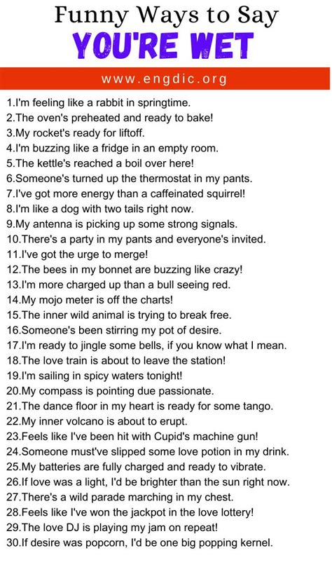 30 Funny Ways To Say Youre Wet Engdic