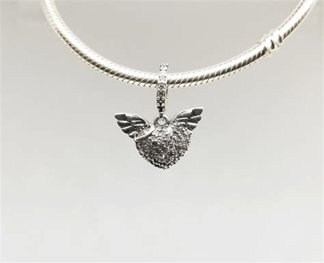 925 Sterling Silver Winged Heart Charm Pandora Style Cz Cubic Zirconia