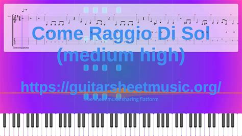 Come Raggio Di Sol Medium High Sheet Music Free Synthesia Piano