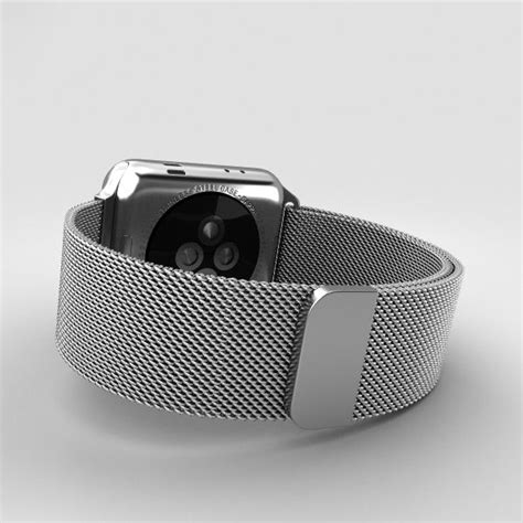 Apple Watch Series 2 38mm Stainless Steel Case Milanese Loop 3d Model