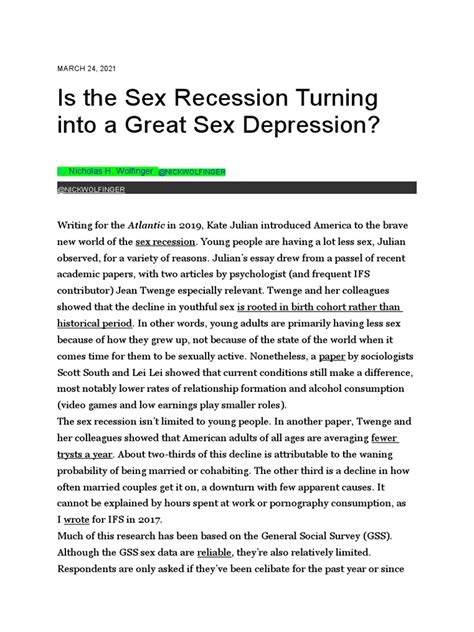 Is The Sex Recession Turning Into A Great Sex Depression Pdf