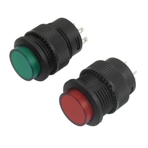 DC 3V Red Green LED Lamp Panel Mount Momentary SPST Round Push Button